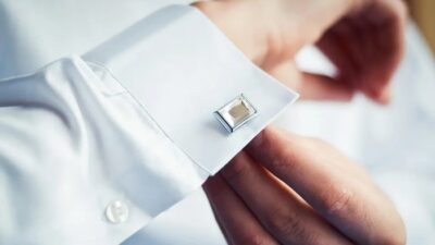 Mens white dress shirt with cufflinks