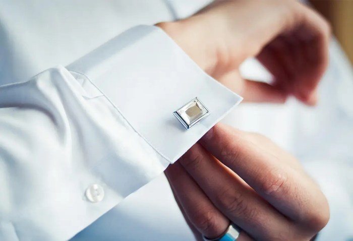 Mens white dress shirt with cufflinks